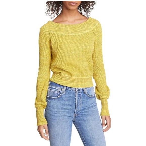 Free People Sugar Rush off-the-shoulder sweater in a yellow - Picture 1 of 3